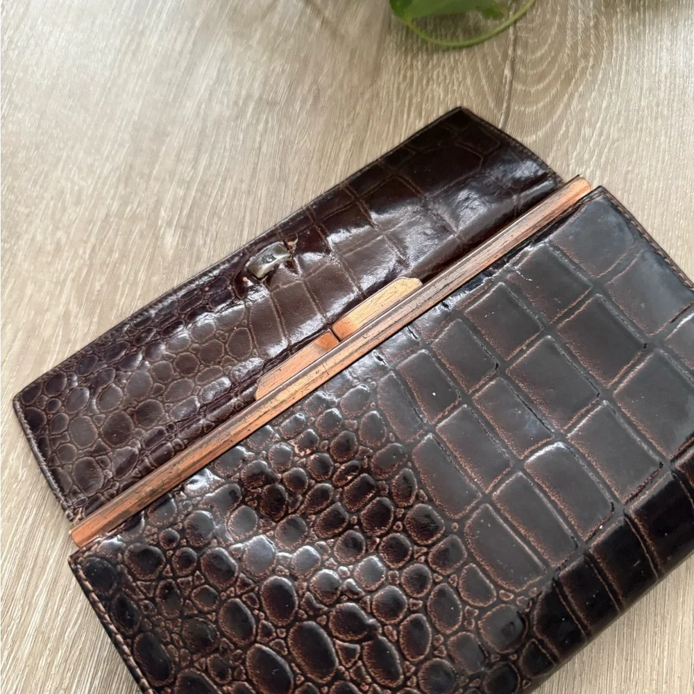Vintage Dior Wallet, Embossed Leather, Crocodile 1960’s